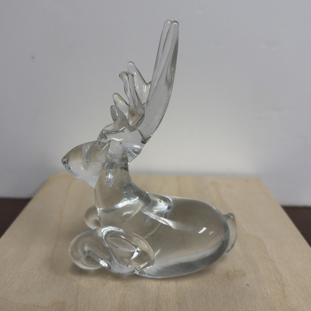 Vintage Clear Art Glass Reindeer Deer Figurine 8" Christmas‎ Collectible
